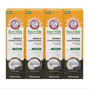 Arm & Hammer Essentials Fluoride-Free Toothpaste Whiten + Activated Charcoal-4 P